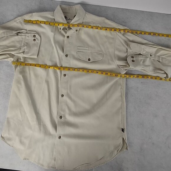 Keeler Bay Mens 100% Cotton Long Sleeve Button Down Beige Shirt Size Medium - Picture 7 of 11